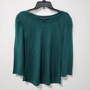 White House Black Market Classic Green Long Sleeve Shirt Top Satin Detail Medium